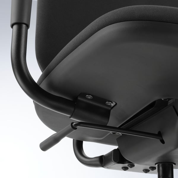 SMÖRKULL office chair with armrests, Gräsnäs dark grey, 65 cm
