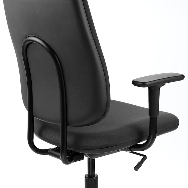 SMÖRKULL - Office chair with armrests, Gräsnäs dark grey