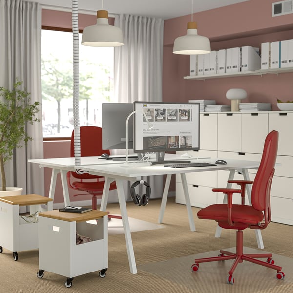 SMÖRKULL office chair with armrests, Gräsnäs red, 65 cm