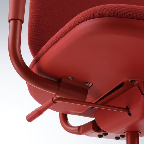 SMÖRKULL office chair with armrests, Gräsnäs red, 65 cm