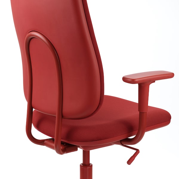 SMÖRKULL - Office chair with armrests, Gräsnäs red