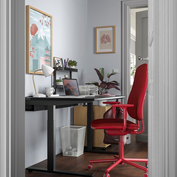 SMÖRKULL - Office chair with armrests, Gräsnäs red