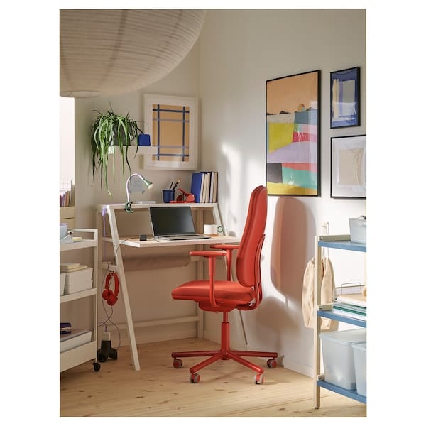 Ikea SMÖRKULL - Office chair with armrests, Gräsnäs red