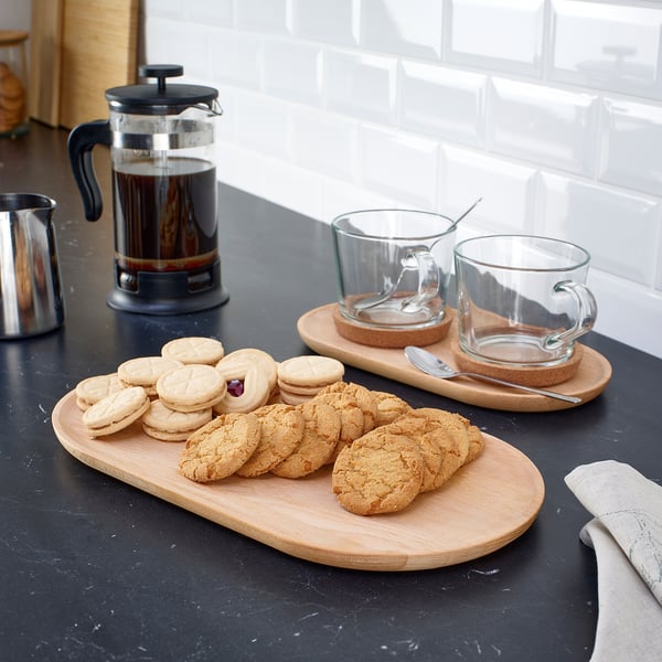 SMÖRLING serving tray, set of 2, beech