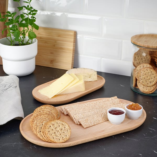 SMÖRLING serving tray, set of 2, beech