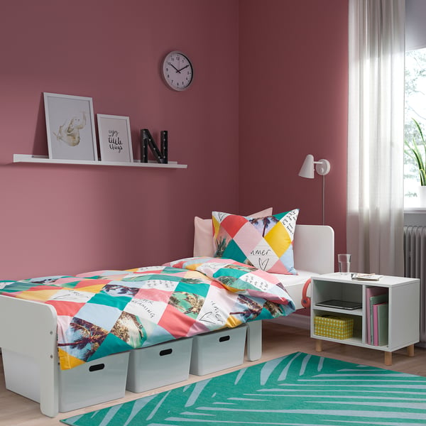 SMUSSLA bedside table/shelf unit, white, 35x59x32 cm