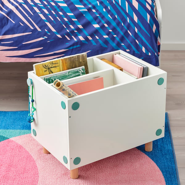SMUSSLA bedside table/shelf unit, white, 35x59x32 cm