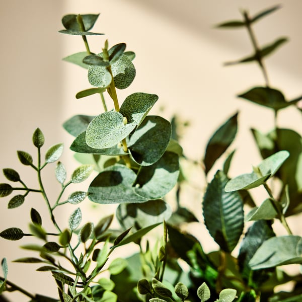 SMYCKA artificial bouquet, indoor/outdoor eucalyptus/green, 60 cm