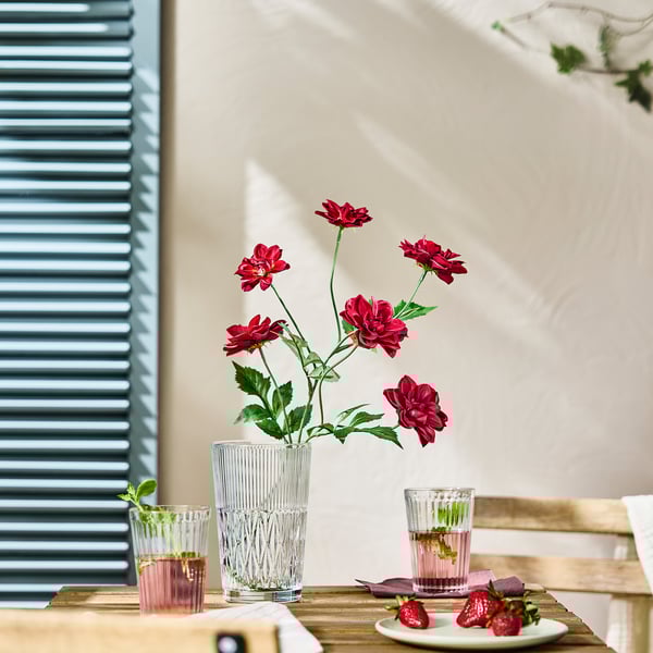 SMYCKA artificial flower, indoor/outdoor Dahlia/dark pink, 66 cm