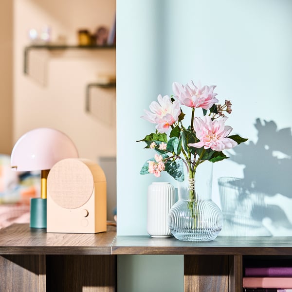 SMYCKA artificial flower, in/outdoor/Dahlia pink, 30 cm