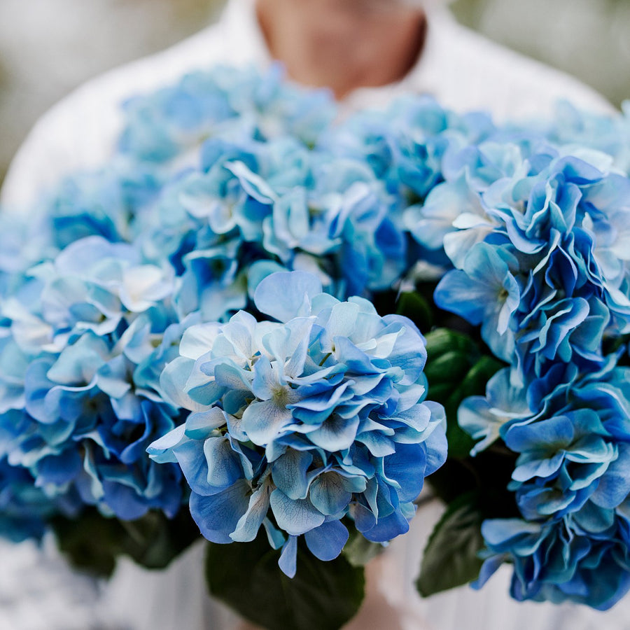SMYCKA artificial flower, in/outdoor/hydrangea blue