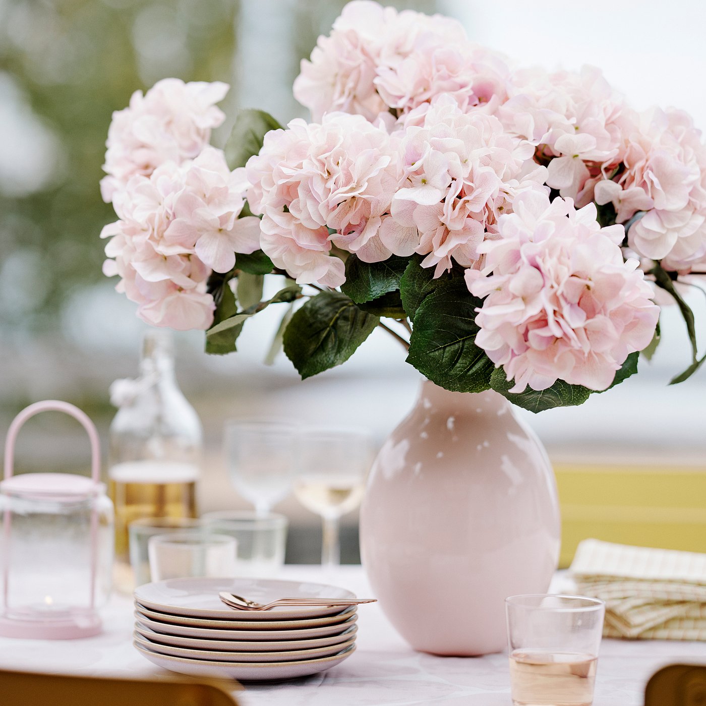 SMYCKA artificial flower, in/outdoor/hydrangea pink, 55 cm