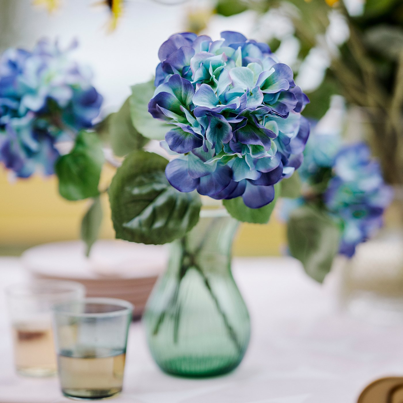 SMYCKA artificial flower, in/outdoor/hydrangea blue-lilac, 55 cm