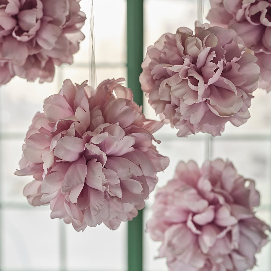 SMYCKA artificial flower, in/outdoor hanging ball/hydrangea pale pink, 20 cm
