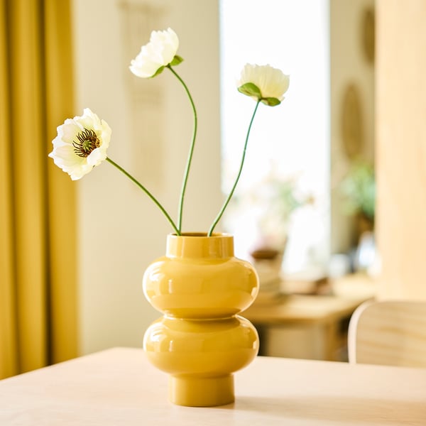 SMYCKA artificial flower, indoor/outdoor Poppy/white, 51 cm