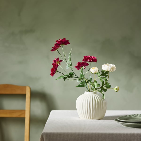 SMYCKA artificial flower, indoor/outdoor Ranunculus/white, 52 cm