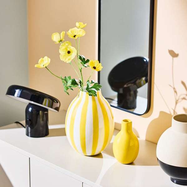 SMYCKA artificial flower, indoor/outdoor Ranunculus/yellow, 63 cm