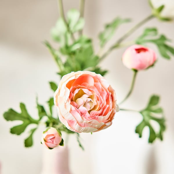 SMYCKA artificial flower, indoor/outdoor Ranunculus/pink, 52 cm