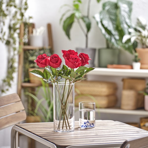 SMYCKA artificial flower, in/outdoor/Rose red, 40 cm