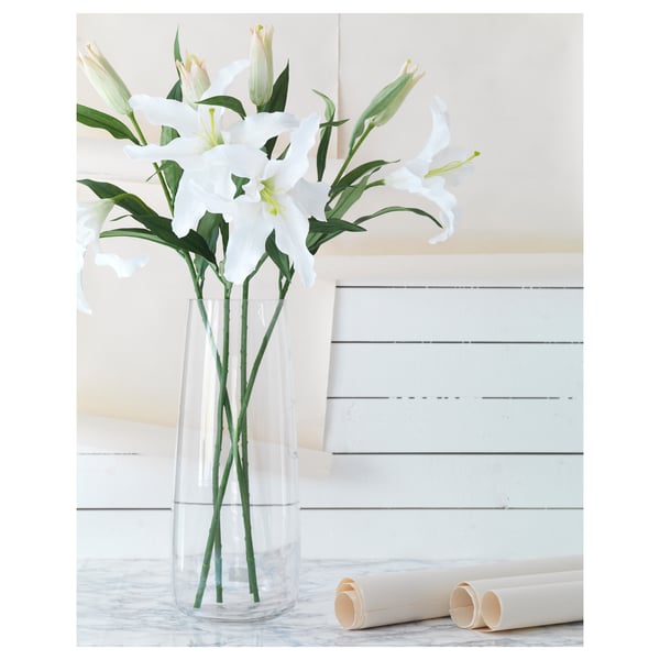 SMYCKA artificial flower, Lily/white, 85 cm