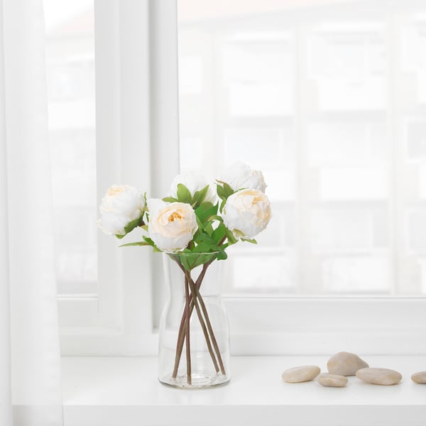 SMYCKA artificial flower, Peony/white, 30 cm