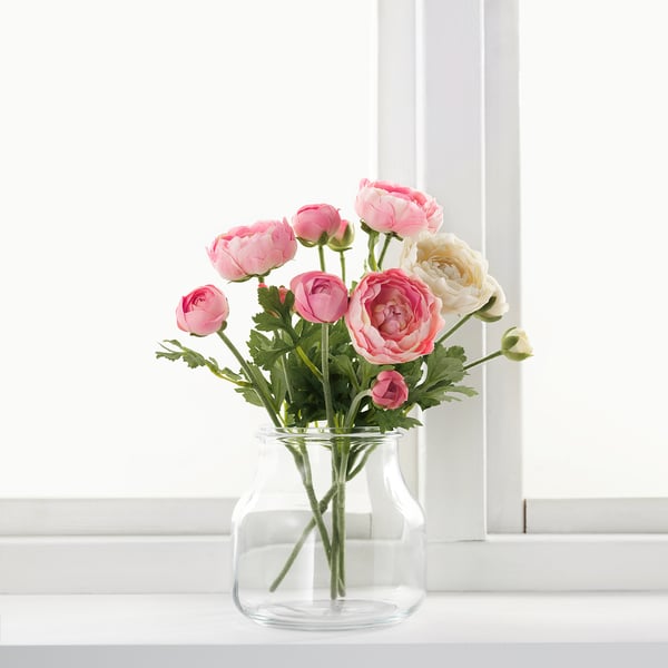 SMYCKA artificial flower, Ranunculus/pink, 52 cm
