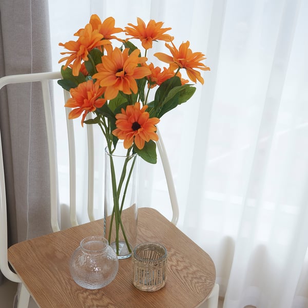 SMYCKA - SMYCKA Artificial flower, black-eyed susan/stem orange, 55 cm