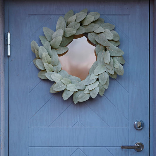 SMYCKA artificial wreath, in/outdoor eucalyptus/grey-green, 45 cm