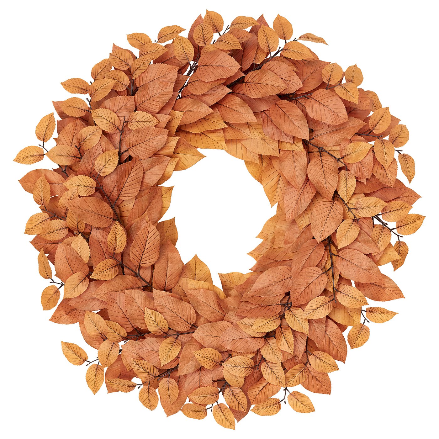 SMYCKA artificial wreath, in/outdoor/leaf orange, 75 cm