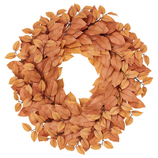 SMYCKA artificial wreath, in/outdoor/leaf orange, 75 cm