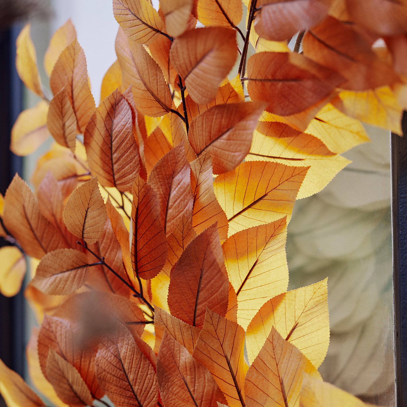 SMYCKA artificial wreath, in/outdoor/leaf orange, 75 cm
