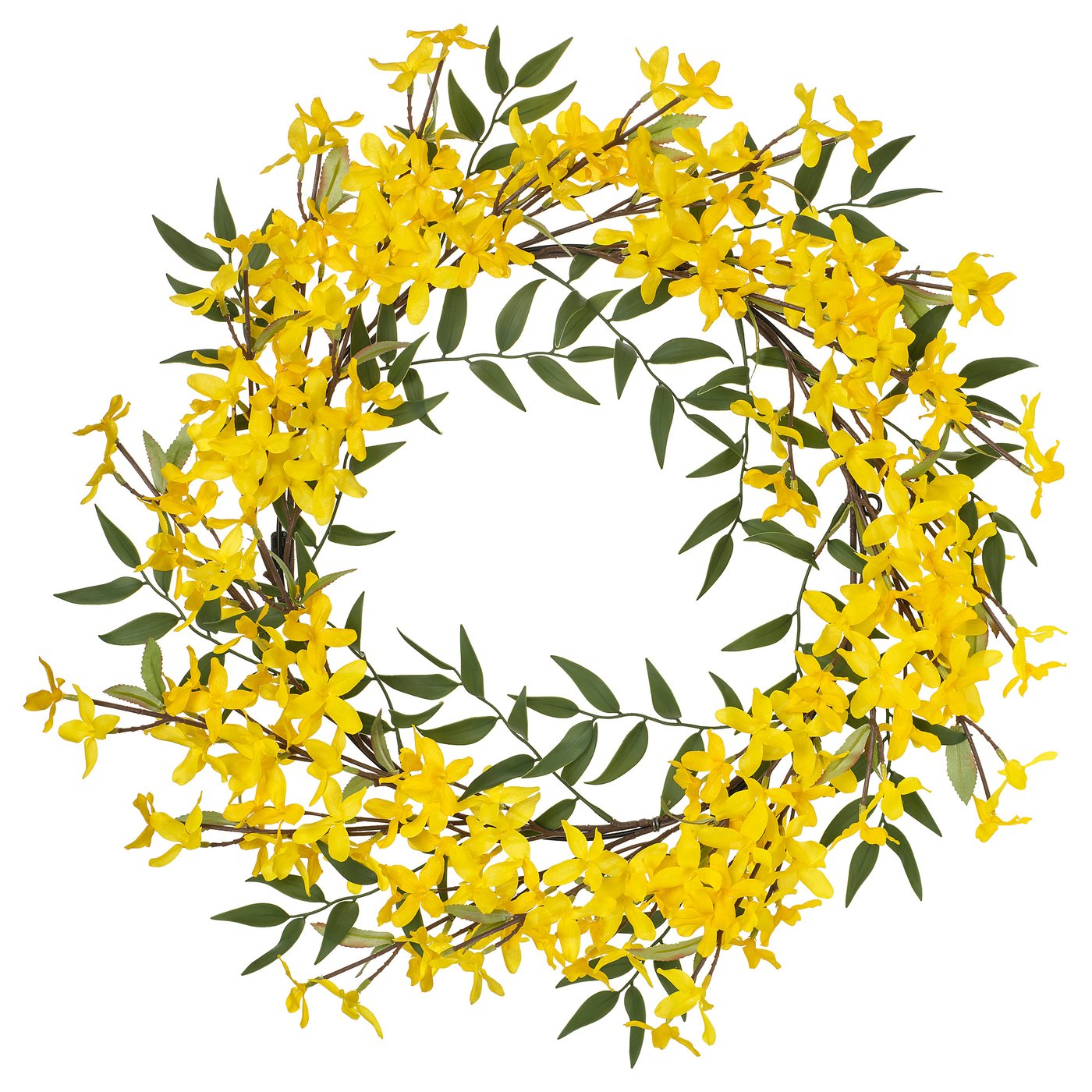 SMYCKA artificial wreath, in/outdoor/forsythia yellow, 50 cm