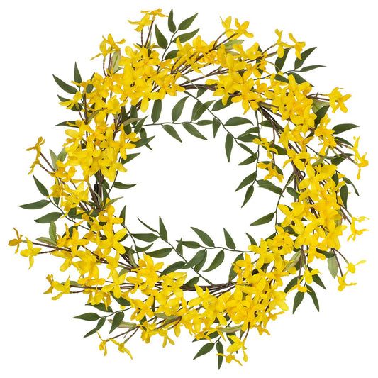 SMYCKA artificial wreath, in/outdoor/forsythia yellow, 50 cm