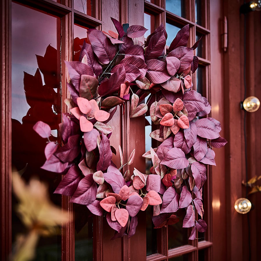 SMYCKA artificial wreath, in/outdoor red, 65 cm