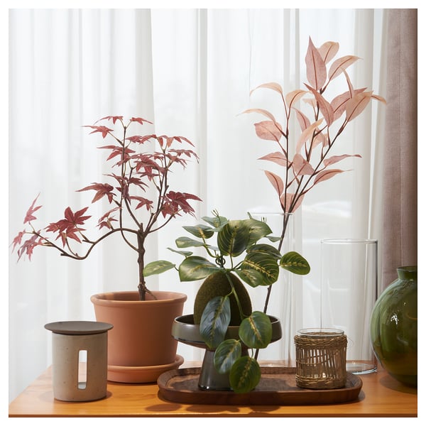 SMYCKA artificial spray, eucalyptus/pink, 60 cm