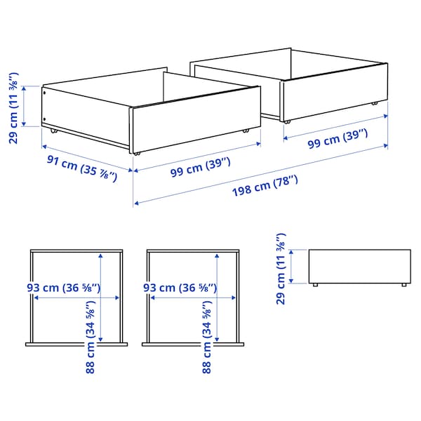 Ikea SMYGA - Bed storage box, light grey, 99x91x29 cm