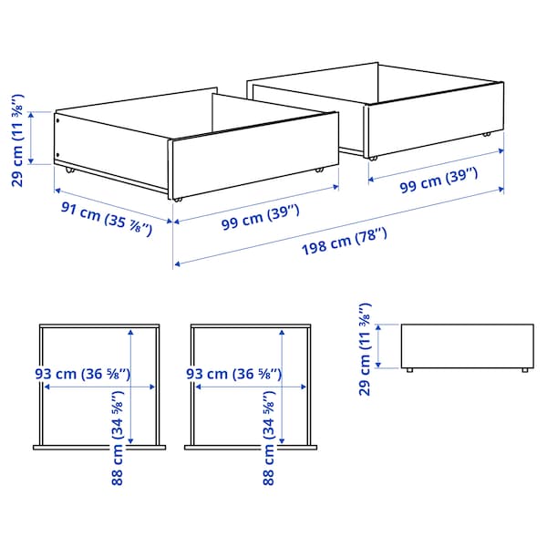 SMYGA - Bed storage box, light grey, 99x91x29 cm