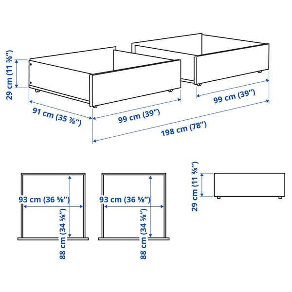 SMYGA bed storage box, light grey, 99x91x29 cm, 2 pack