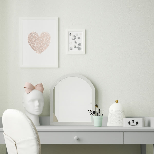 SMYGA - Desk with mirror, light grey, 122x60 cm