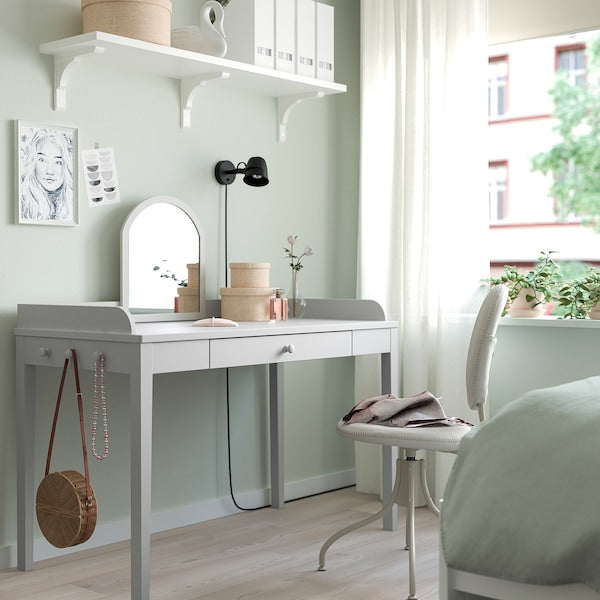 SMYGA - Desk with mirror, light grey,122x60 cm