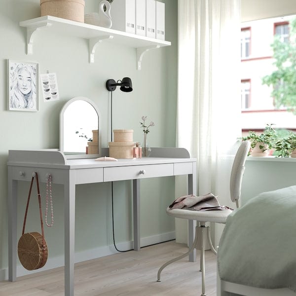 Ikea SMYGA - Desk with mirror, light grey, 122x60 cm