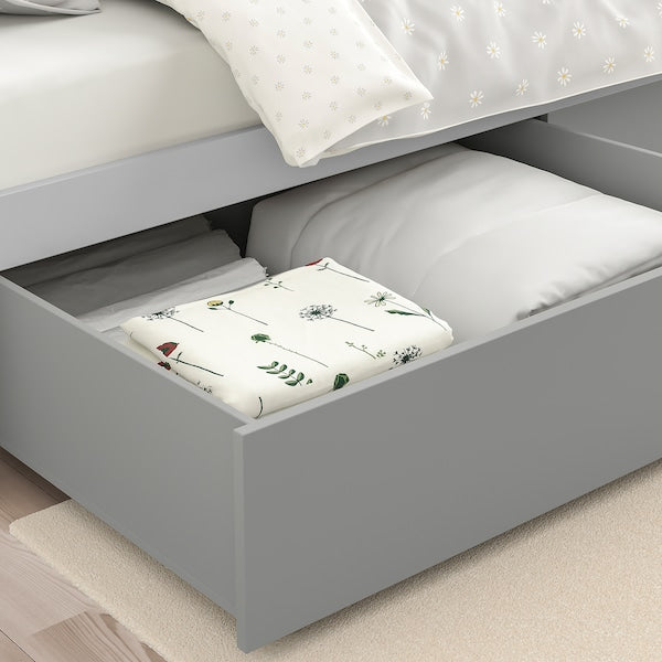 SMYGA - Bed frame with storage, light grey, 90x200 cm