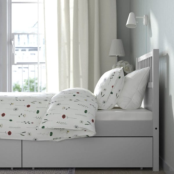 Ikea SMYGA - Bed frame with storage, light grey, 90x200 cm