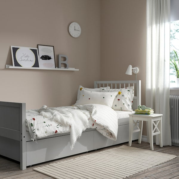 SMYGA - Bed frame with storage, light grey, 90x200 cm