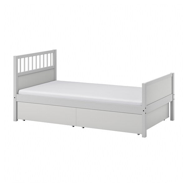 SMYGA - Bed frame with storage, light grey, 90x200 cm