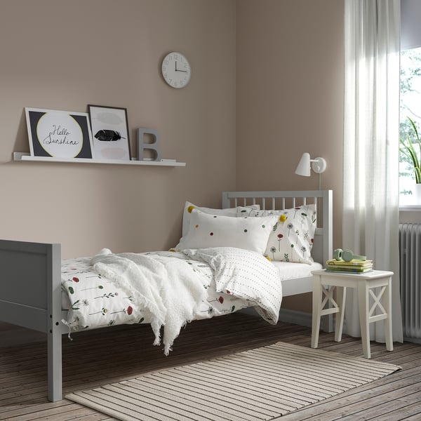 SMYGA - SMYGA Bed frame, light grey, 90x200 cm