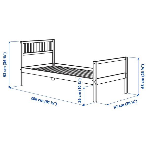 SMYGA - SMYGA Bed frame, light grey, 90x200 cm