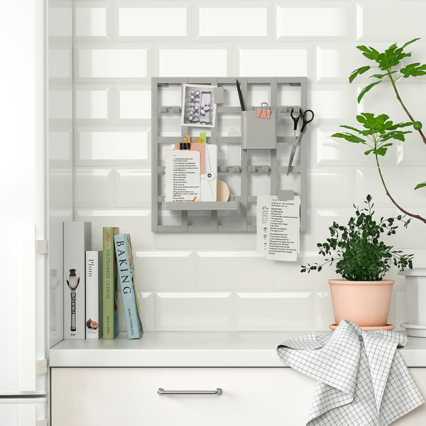 SNICKRA - SNICKRA 8-piece storage board set, grey-green, 38x38 cm