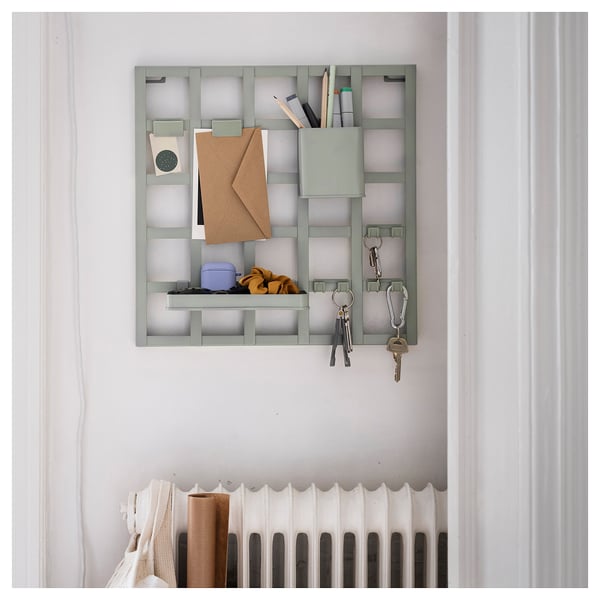 SNICKRA - SNICKRA 8-piece storage board set, grey-green, 38x38 cm