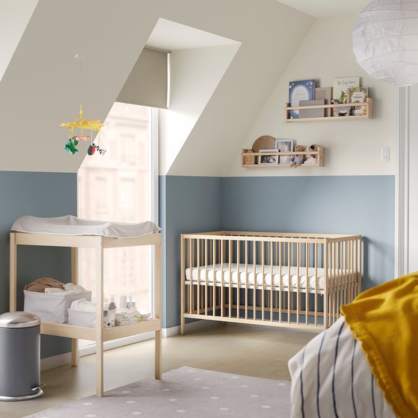 SNIGLAR changing table, beech/white, 72x53 cm